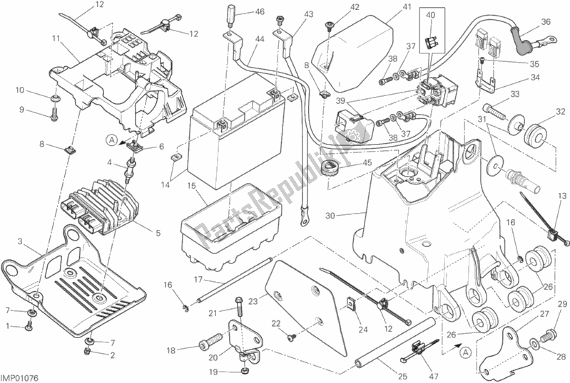Alle onderdelen voor de Batterijhouder van de Ducati Monster 821 Stealth USA 2020